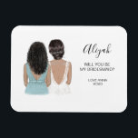 Magnet Flexible Illustré Serez-vous mon aimant de servante<br><div class="desc">Simple et classique : "Serez-vous ma demoiselle d'honneur ?" avec un aimant représentant une femme d'honneur. Customisez le nom et le rôle à votre préférence. Consultez notre collection pour d'autres coiffures et robes. Consultez notre collection pour d'autres coiffures et robes.</div>