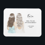 Magnet Flexible Illustré Serez-vous mon aimant de servante<br><div class="desc">Simple et classique : "Serez-vous ma demoiselle d'honneur ?" avec un aimant représentant une femme d'honneur. Customisez le nom et le rôle à votre préférence.</div>