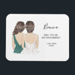 Magnet Flexible Illustré Serez-vous mon aimant de servante<br><div class="desc">Simple et classique : "Serez-vous ma demoiselle d'honneur ?" avec un aimant représentant une femme d'honneur. Customisez le nom et le rôle à votre préférence.</div>