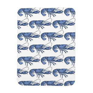 Magnet Flexible Image Rétro Vintage Homard Bleu