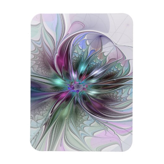 Magnet Flexible Imaginaire coloré Abstrait Fleur fractale moderne (Vertical)