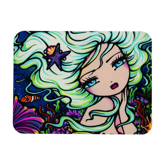 Magnet Flexible imaginaire de sirène tropicale "Nelli" Art Hannah (Horizontal)