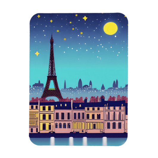 Magnet Flexible Imaginaire Skyline de Paris sous les étoiles (Vertical)