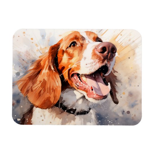 Magnet Flexible Impression d'art de chien à l'aquarelle joyeuse (Horizontal)