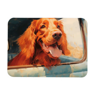 Magnet Flexible Impression d'art du chien rouge à la fenêtre d'un