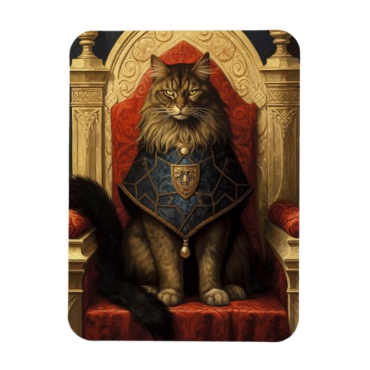 Magnet Flexible Impression d'art du trône de chat Maine Coon noble (Vertical)