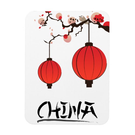 Magnet Flexible Impression de poster de voyage Lanternes de Chine. (Vertical)