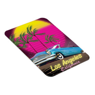 Magnet Flexible Impression de voyage rétro Los Angeles 1980s