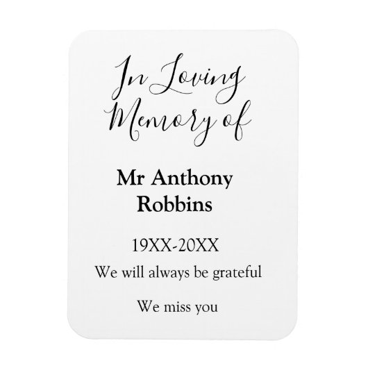 Magnet Flexible In Love souvenir du nom funéraire conservation de (Vertical)