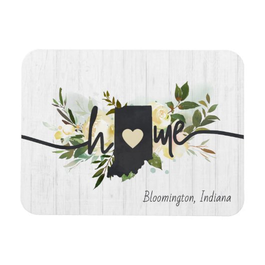 Magnet Flexible Indiana State Personnalisé Your Home City Rustic (Horizontal)
