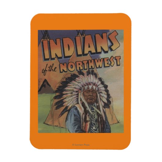 Magnet Flexible Indiens du Nord-Ouest - Indian Chief & Teepee (Vertical)