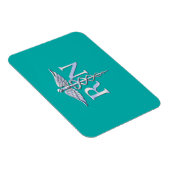 Magnet Flexible Infirmière autorisée RN Caduceus sur Turquoise (Côté Droit)