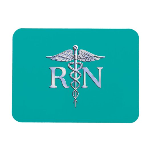 Magnet Flexible Infirmière autorisée RN Caduceus sur Turquoise (Horizontal)