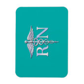 Magnet Flexible Infirmière autorisée RN Caduceus sur Turquoise (Vertical)