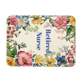 Magnet Flexible Infirmière retraitée, cadre fleuri coloré, (Horizontal)