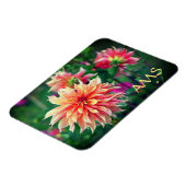 Magnet Flexible Initiales à la fleur de dahlia orange et rose (Côté Gauche)