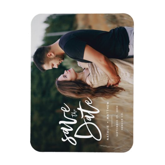 Magnet Flexible Inky script photo enregistrer la date (Vertical)