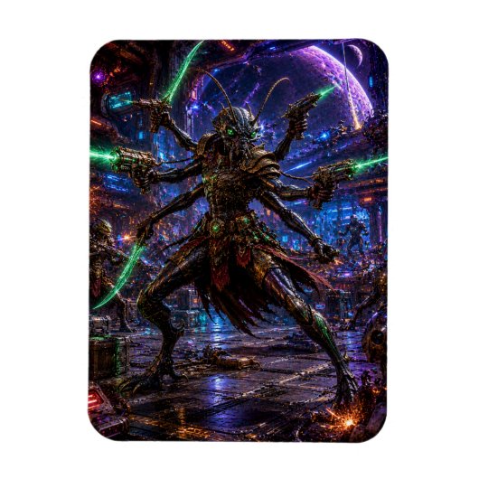 Magnet Flexible Insectoid Space Pirate — Six-Armed Combatant (Vertical)
