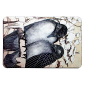 Magnet Flexible INSÉPARABLES D'HIVER DANS LA NEIGE Dessin noir et  (Horizontal)