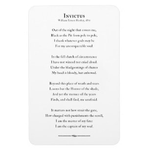 Magnet Flexible Invictus Poem, citation inspirante aimant frigo