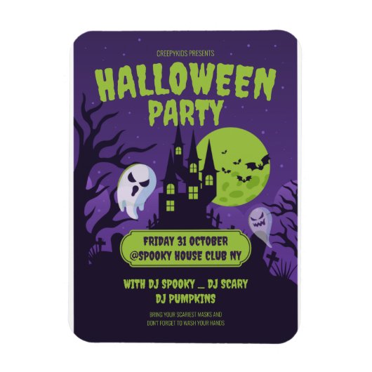 Magnet Flexible Invitation à une fête de costume d'Halloween Fête (Vertical)