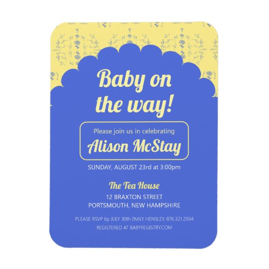 Magnet Flexible Invitation Baby shower de blocs Hydrangea (Vertical)