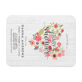 Magnet Flexible Invitation Baby shower fille en bois blanc et coeu (Horizontal)