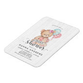 Magnet Flexible Invitation Baby shower fille ours en bois blanc (Côté Gauche)