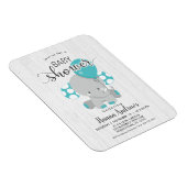 Magnet Flexible Invitation Baby shower Turquoise éléphant en bois (Côté Droit)