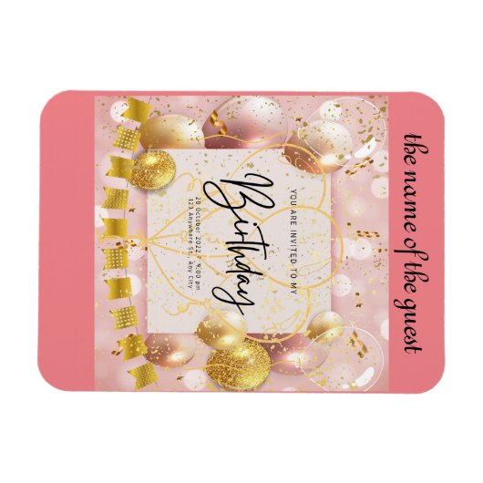 Magnet Flexible invitation d'anniversaire (Horizontal)