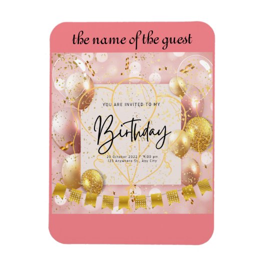 Magnet Flexible invitation d'anniversaire (Vertical)