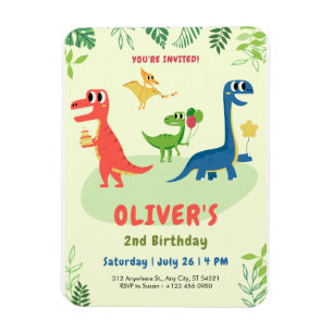 Magnet Flexible Invitation d'anniversaire 2 ans pour garçons - T-r