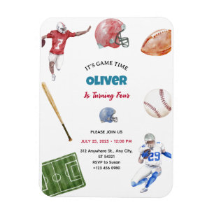 Magnet Flexible Invitation d'anniversaire du softball vintage
