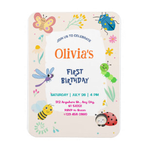 Magnet Flexible Invitation d'anniversaire pour 1 an de Cute One Bu