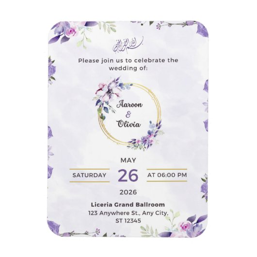Magnet Flexible Invitation de carte de mariage moderne avec tablea (Vertical)