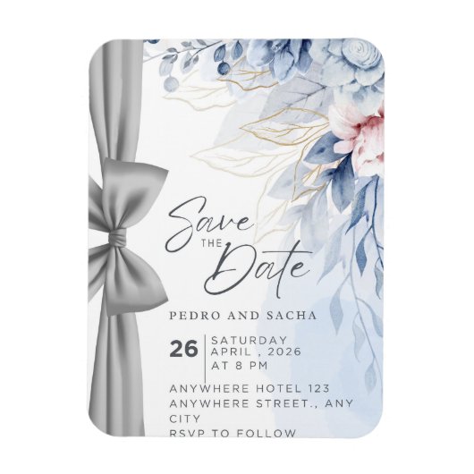 Magnet Flexible Invitation de carte de mariage moderne avec tablea (Vertical)