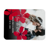 Magnet Flexible Invitation de mariage à fleurs rouges pour sauver (Horizontal)