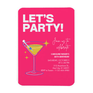 Magnet Flexible Invitation moderne pour une fête de 30 ans pour fi