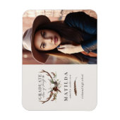 Magnet Flexible Invitation photo de cerf rustique et de fête fleur (Vertical)