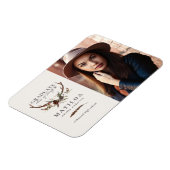 Magnet Flexible Invitation photo de cerf rustique et de fête fleur (Côté Gauche)