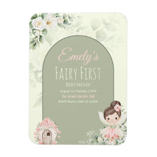 Magnet Flexible Invitation pour le 1er anniversaire de Fée Fleur M