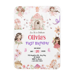 Magnet Flexible Invitation pour le 1er anniversaire de Magical Gir