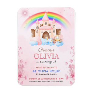 Magnet Flexible Invitation pour une fête d'anniversaire au Château