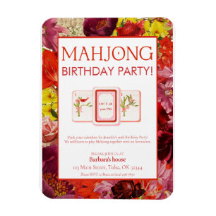 Magnet Flexible Invitation pour une fête d'anniversaire Mahjong, F