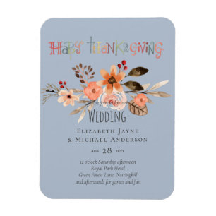 Magnet Flexible Invitations de mariage Thanksgiving Dusty Blue Ora