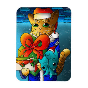 Magnet Flexible Invité du chat de Noël