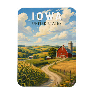 Magnet Flexible Iowa Illustration Voyage Art Vintage