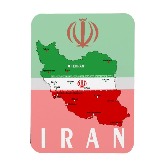 Magnet Flexible Iran Map with Flag and Emblem (Vertical)