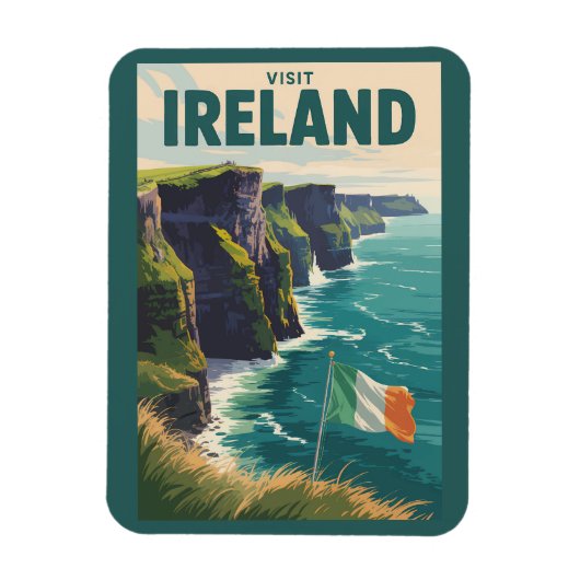 Magnet Flexible Ireland Cliffs of Moher Illustration Travel Art (Vertical)