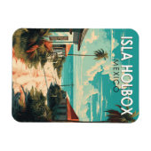Magnet Flexible Isla Holbox Mexique Travel Art Vintage (Horizontal)